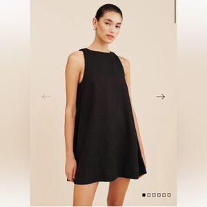 Posse Poppy Dress. Black Linen. Size M.